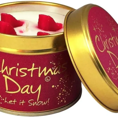 Lily-Flame Christmas Day red scented candle, white cedar and nutmeg