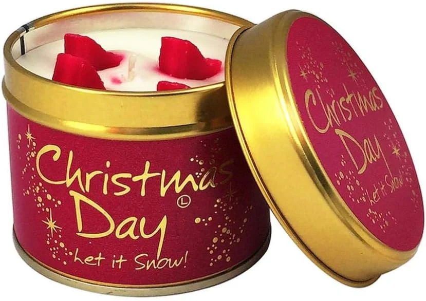 Lily-Flame Christmas Day red scented candle, white cedar and nutmeg