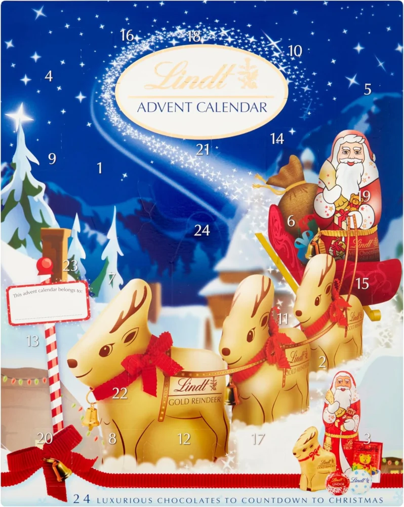Lindt milk chocolate advent calendar, 24 figures and truffles, 160 g