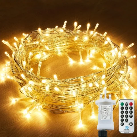 Mains fairy lights, 120 warm white LEDs on a 12 m copper wire