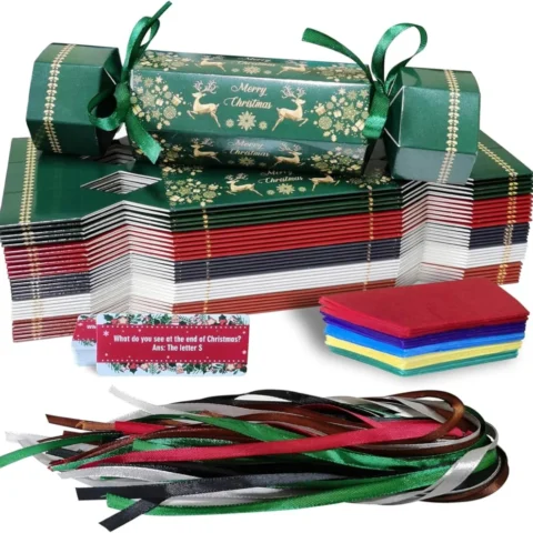 Make-your-own Christmas cracker kit, 30 flat-pack boxes, no snap