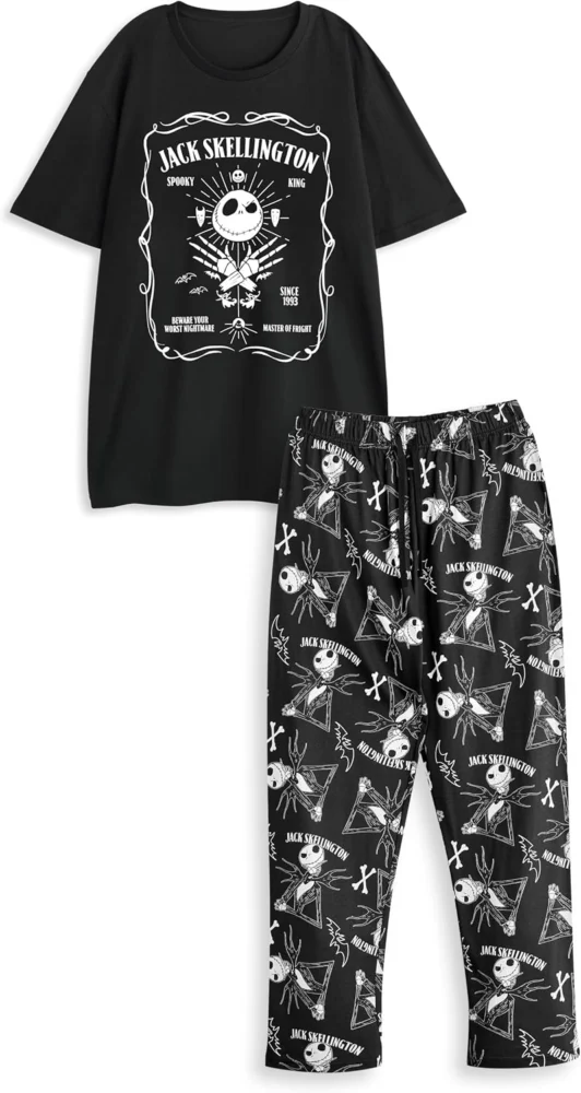 Men’s black Nightmare Before Christmas pyjamas with Jack Skellington