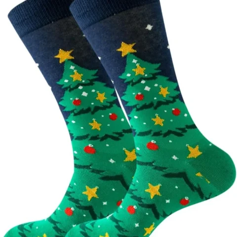 Men’s colourful cotton novelty dress socks with Christmas designs