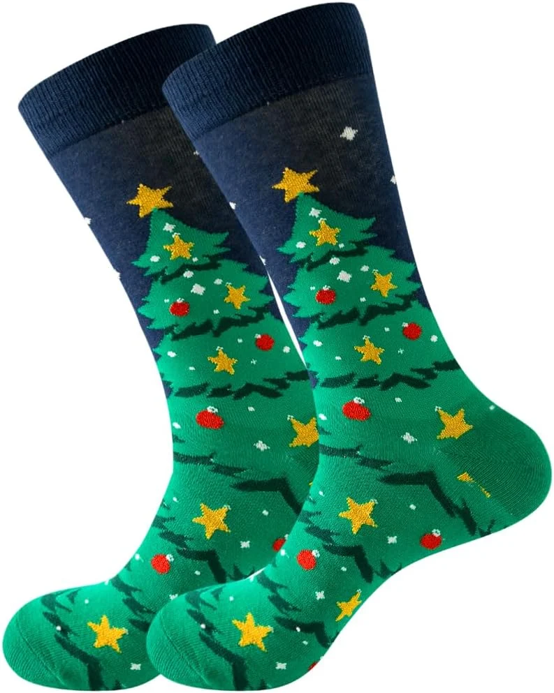 Men’s colourful cotton novelty dress socks with Christmas designs