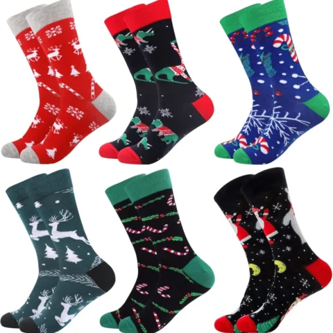 Men’s funny cotton Christmas socks in a pack of 6 pairs