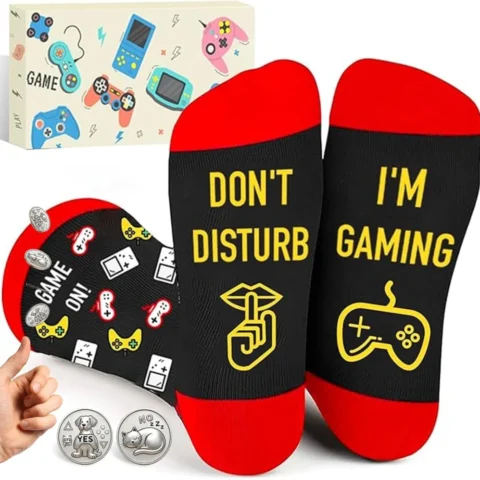Men’s funny gamer novelty socks, stocking filler for teenage boys