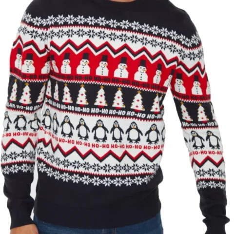 Men’s Nordic knitted Christmas jumper, reindeer, stag, polar bear