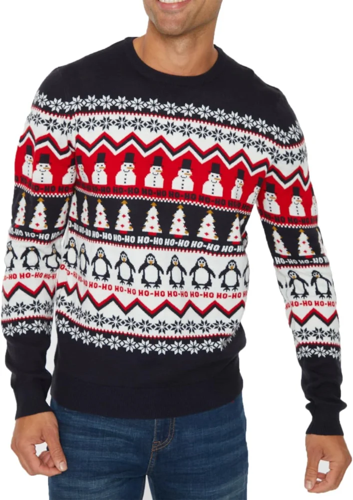 Men’s Nordic knitted Christmas jumper, reindeer, stag, polar bear
