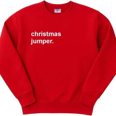 Men’s simple ironic Christmas jumper, red or green, S to 2XL