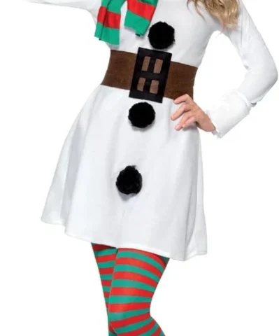 Miss Snowman fancy dress costume with dress, hat, scarf and belt