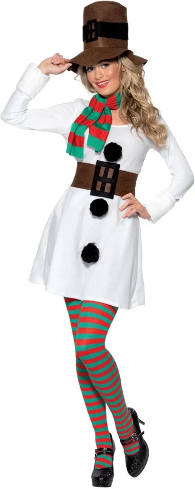 Miss Snowman fancy dress costume with dress, hat, scarf and belt
