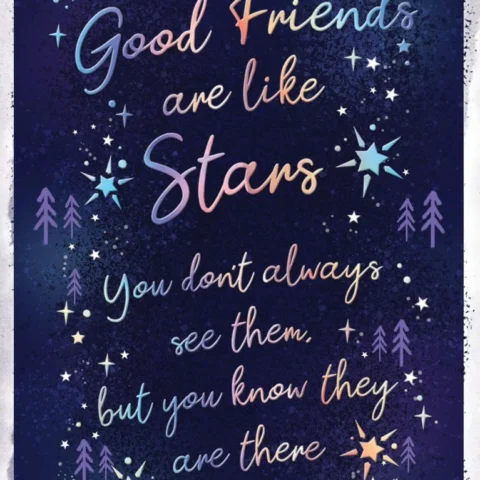 Modern Christmas card for a friend, good friends are like stars