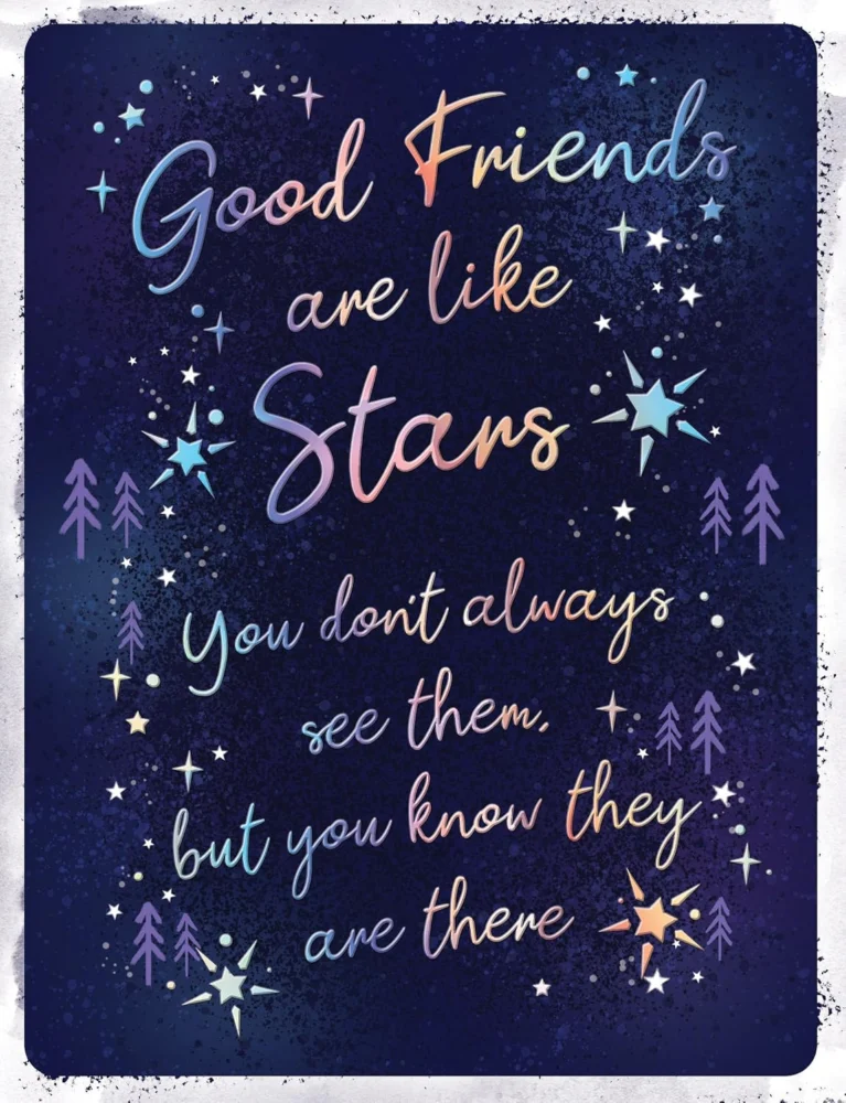 Modern Christmas card for a friend, good friends are like stars