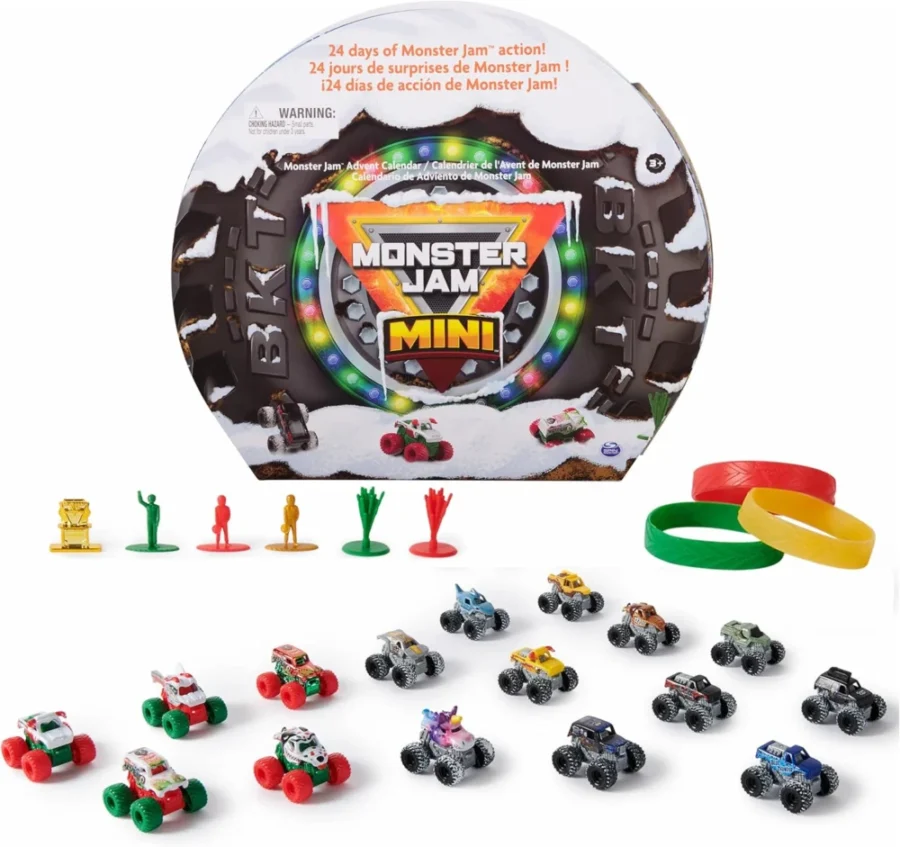 Monster Jam mini advent calendar, 16 trucks and 9 accessories