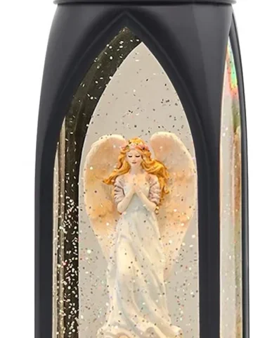 Musical angel snow globe lantern, 6-hour timer, USB or battery