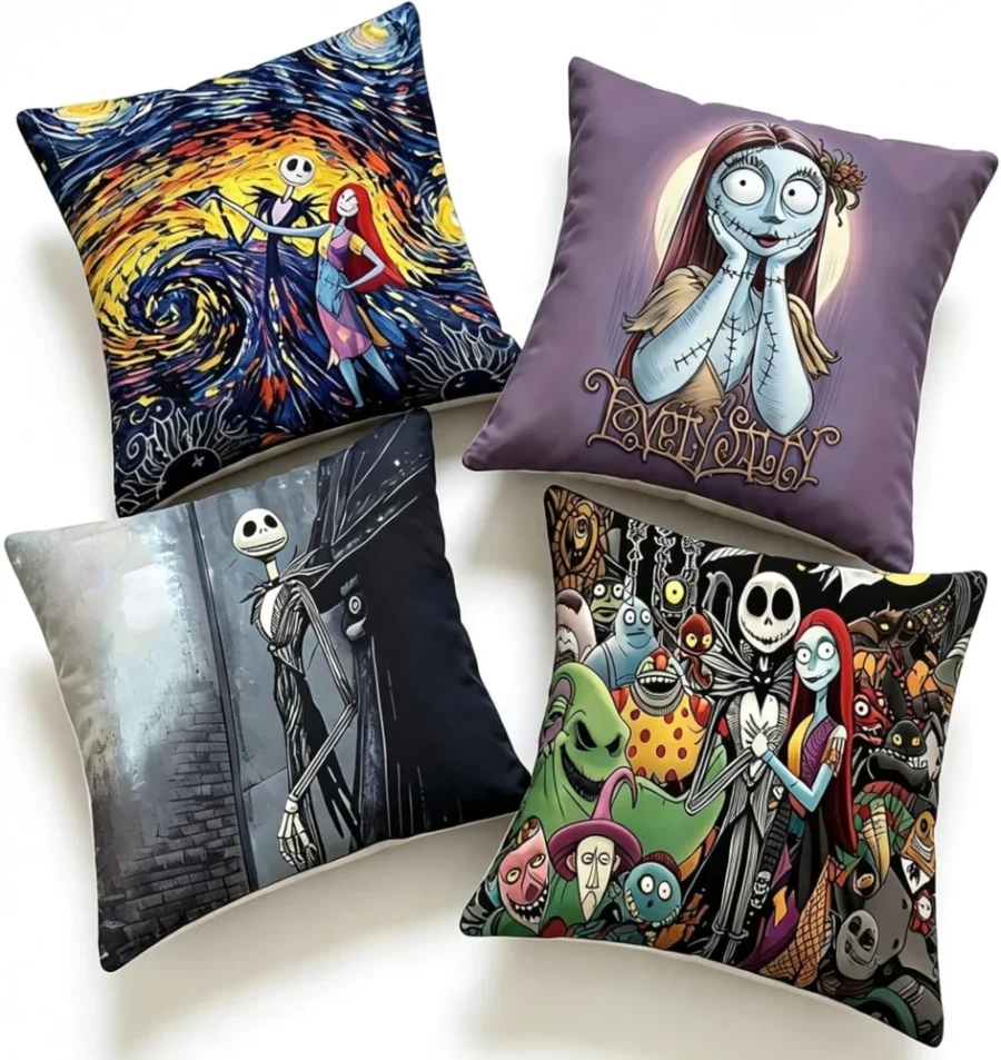 Nightmare Before Christmas cushion covers, set of 4, 45 x 45 cm