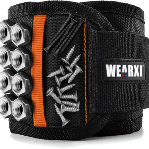 Orange nylon magnetic wristband with 15 magnets, 35 x 9.1 cm