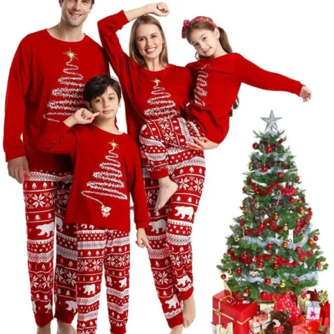 Oriental eLife matching family Christmas pyjamas for adults and kids