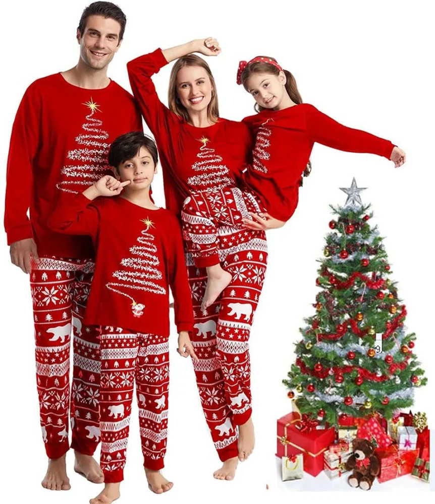 Oriental eLife matching family Christmas pyjamas for adults and kids