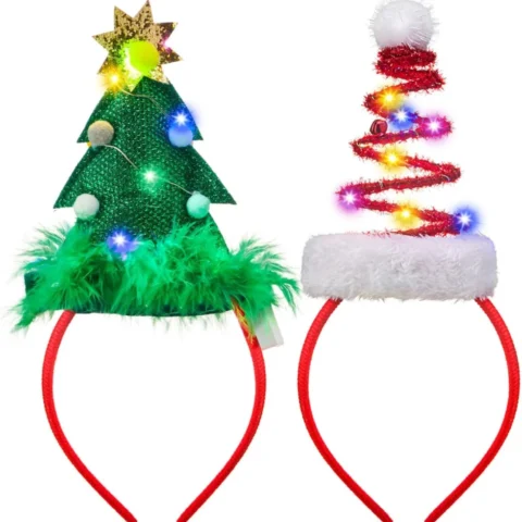 Pack of 2 light-up LED Christmas headbands with reindeer antlers