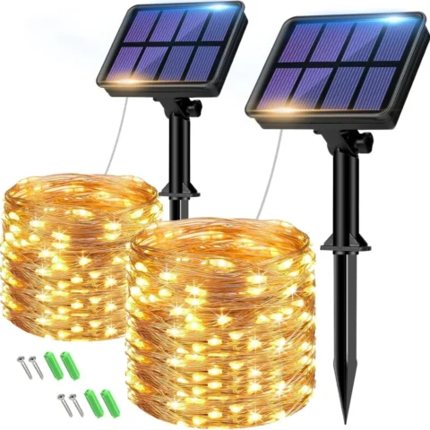 Pack of 2 solar string lights, 80 LEDs each, 16 m in total