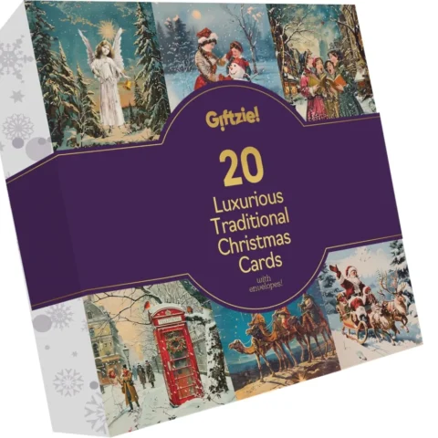 Pack of 20 assorted Christmas cards with verse, 14.5 x 14.5 cm