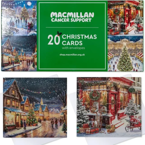 Pack of 20 boxed charity Christmas cards, village scenes, 12.7 cm