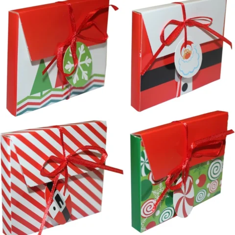 Pack of 4 Christmas money wallets and voucher boxes, 4 designs