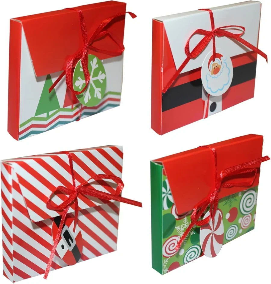 Pack of 4 Christmas money wallets and voucher boxes, 4 designs