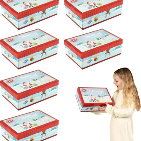Pack of 6 Christmas Eve boxes with Santa, snowmen and reindeer