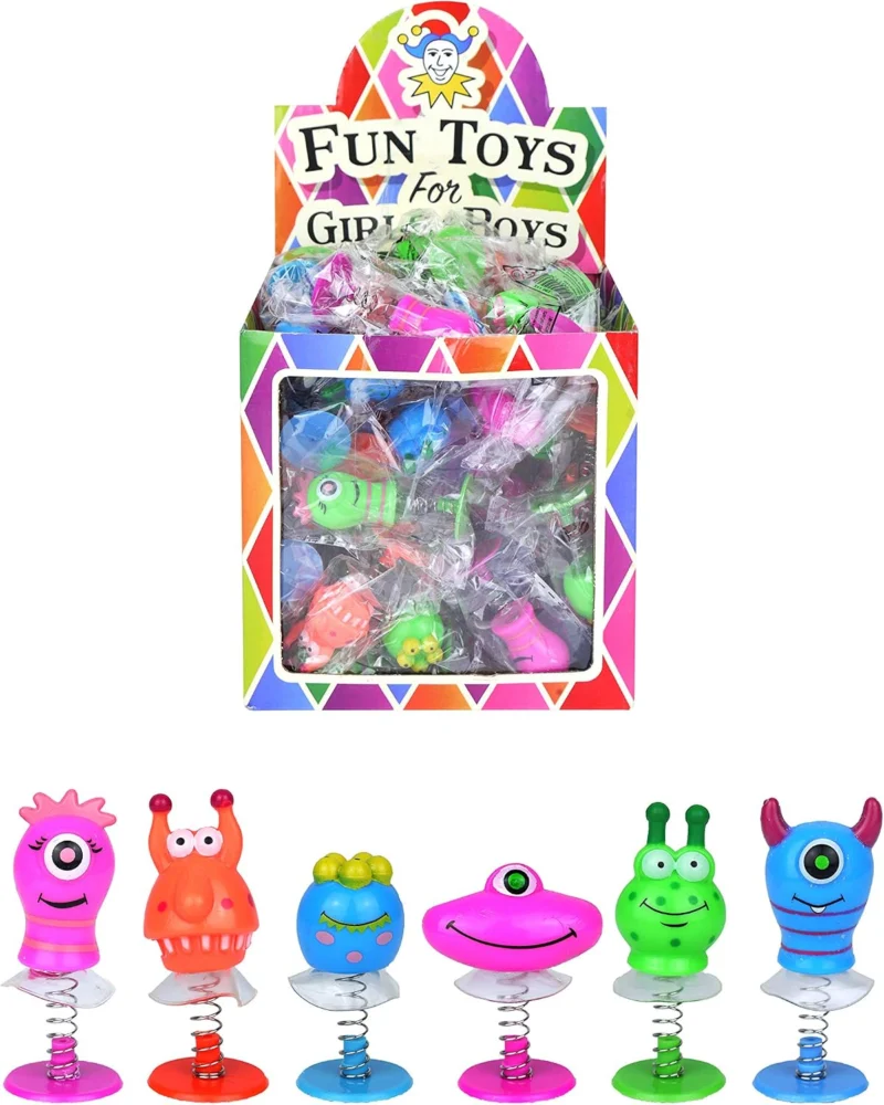 Pack of 6 monster jump-up toys with suction cups, 4 to 5 cm tall