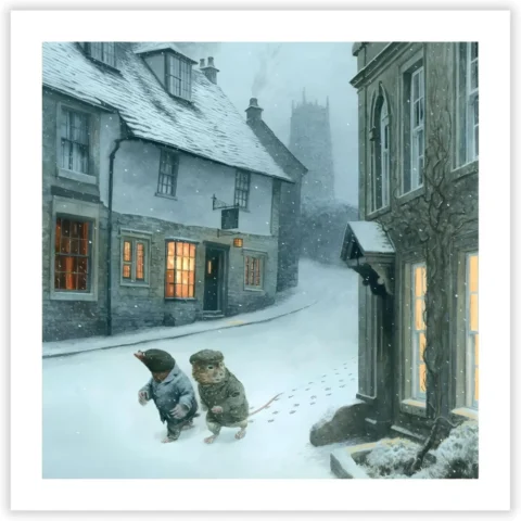 Pack of 8 Wind in the Willows Christmas cards, 13.5 x 13.5 cm