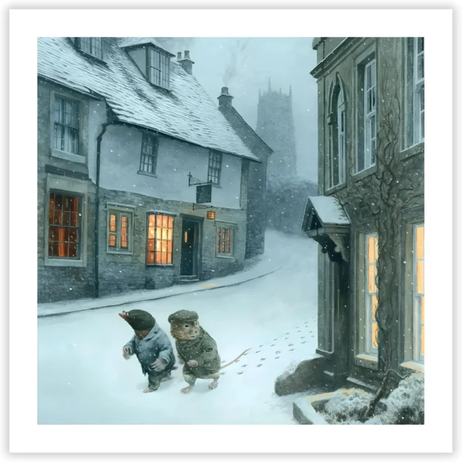 Pack of 8 Wind in the Willows Christmas cards, 13.5 x 13.5 cm