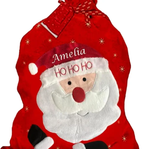 Personalised red canvas Santa sack, HoHoHo, handcrafted, 78 x 48 cm