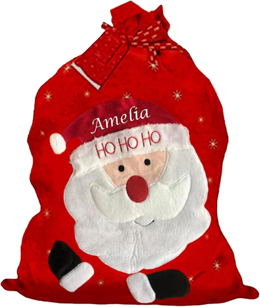 Personalised red canvas Santa sack, HoHoHo, handcrafted, 78 x 48 cm