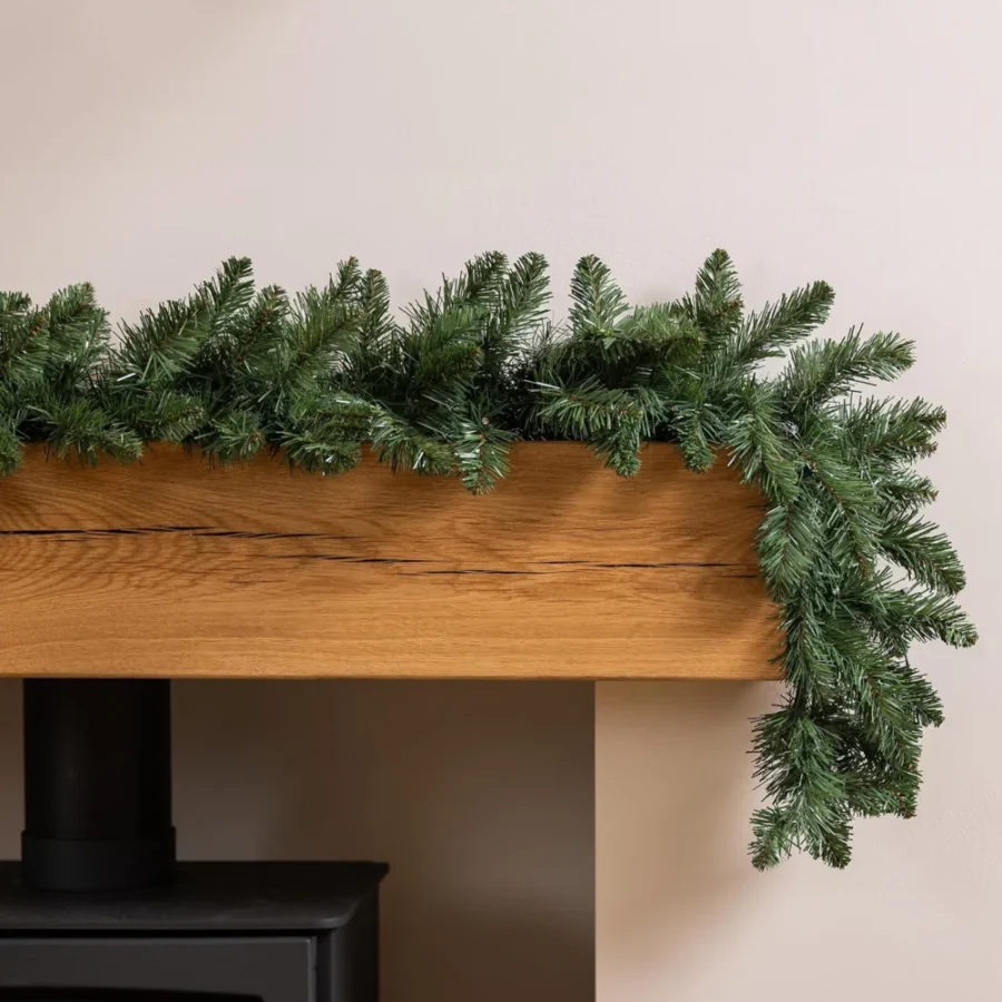 Plain green spruce garland, 6 ft (180 cm), PVC with metal loops