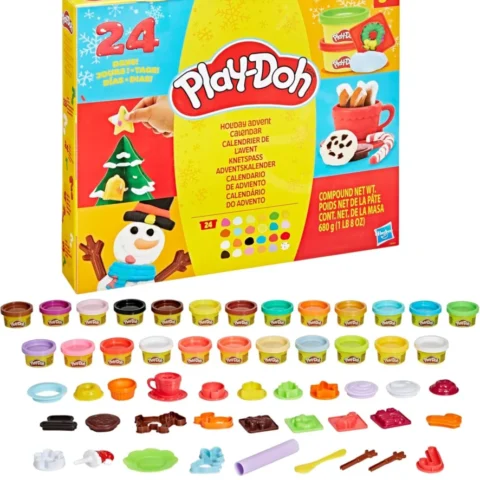 Play-Doh holiday advent calendar, 24 cans, 28 tools and playmat