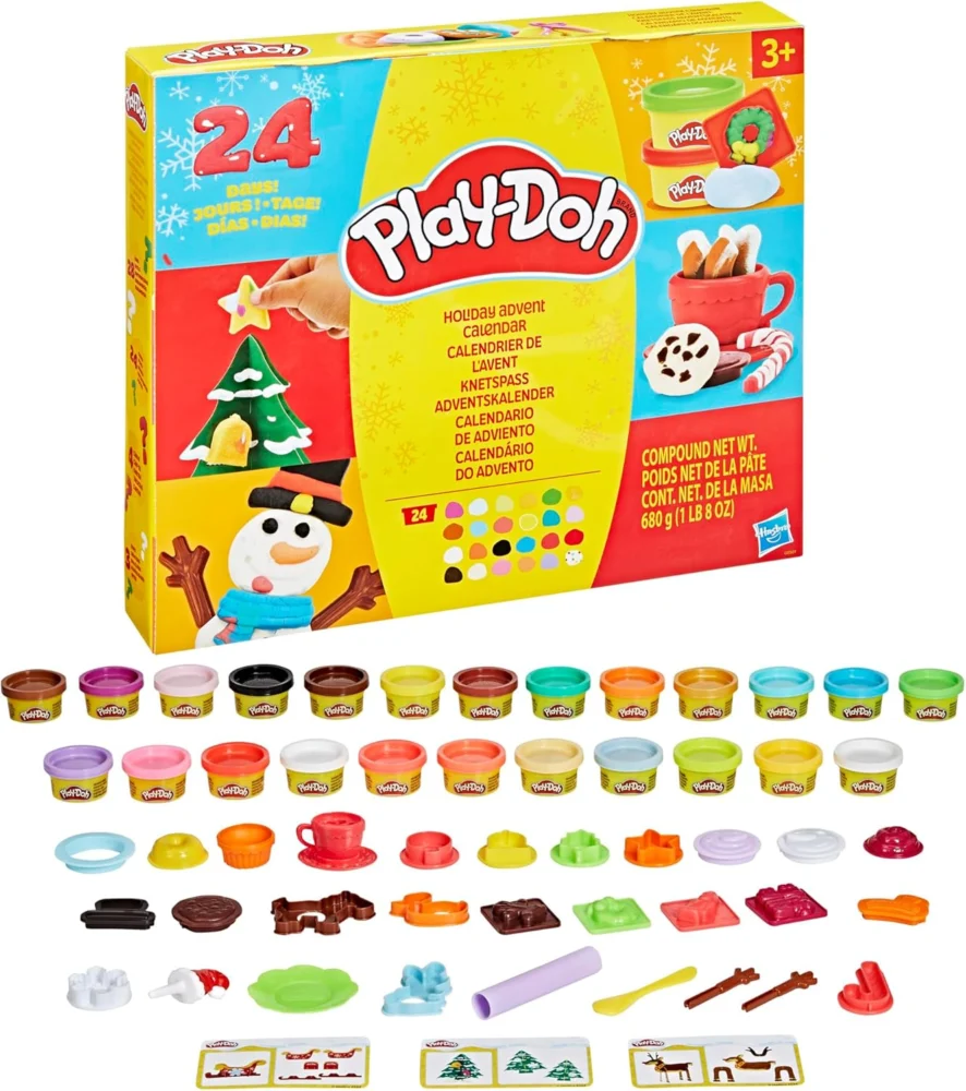 Play-Doh holiday advent calendar, 24 cans, 28 tools and playmat