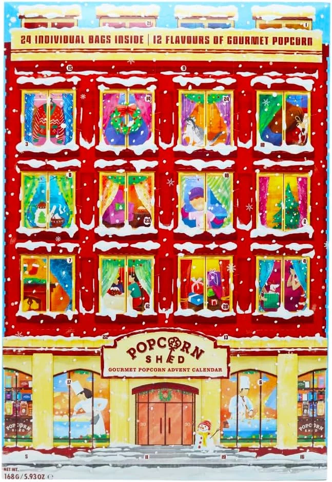 Popcorn Shed gourmet popcorn advent calendar, 24 bags, 12 flavours