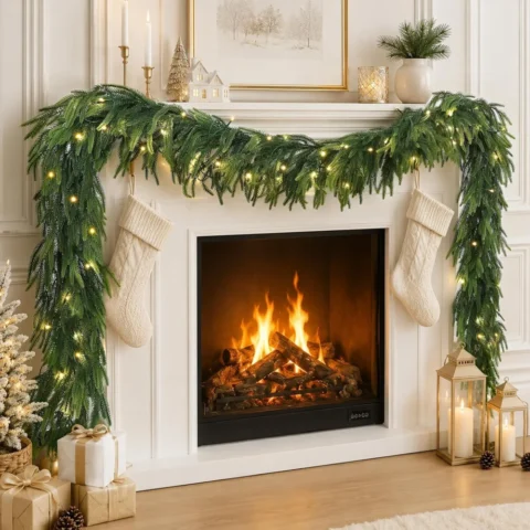 Pre-lit Norfolk pine garland, 9 ft (270 cm), 100 branches