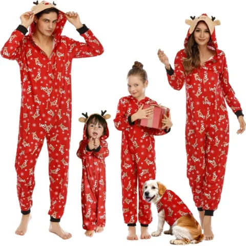 Puimentiua matching cartoon Christmas pyjamas for the family, pjs set