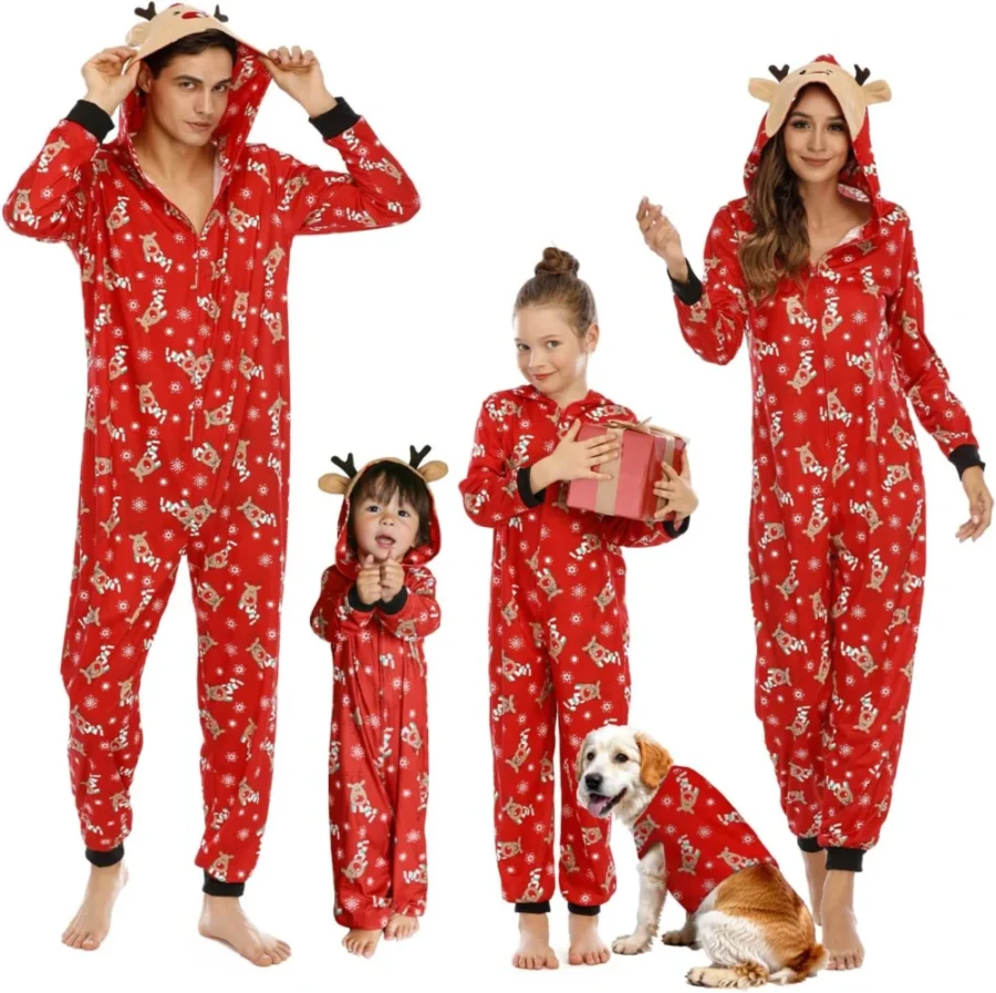Puimentiua matching cartoon Christmas pyjamas for the family, pjs set
