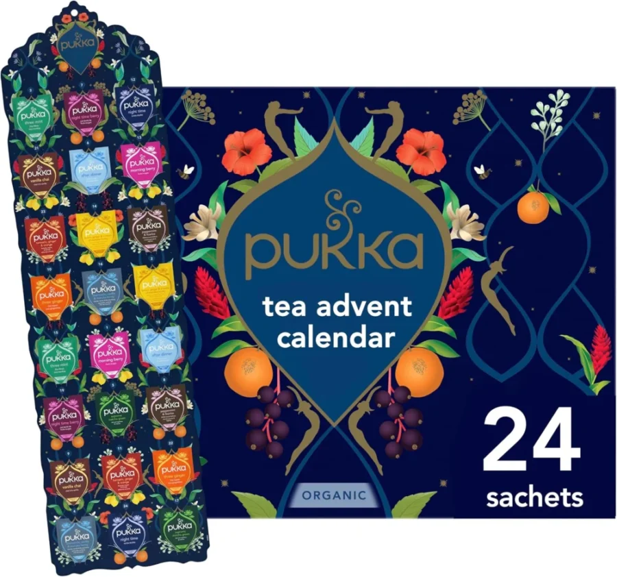 Pukka Herbs organic tea advent calendar, 24 black and herbal bags