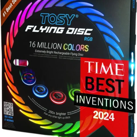 Rechargeable LED flying disc with 108 RGB lights, 27 cm