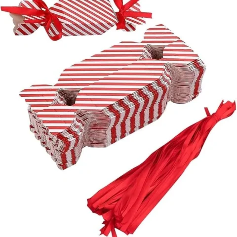 Red and white striped DIY Christmas cracker boxes, pack of 24