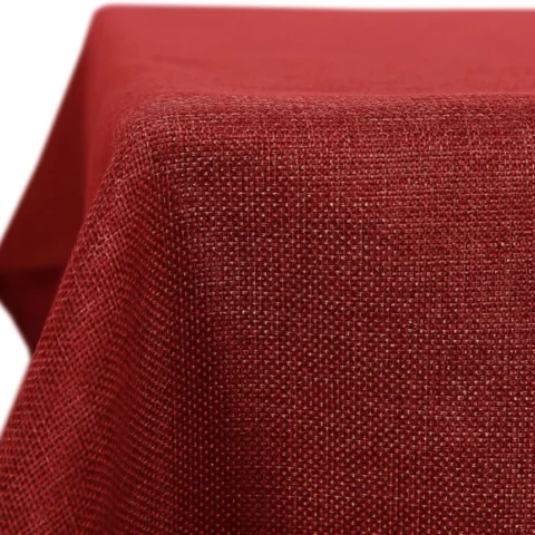Red faux linen Christmas tablecloth, 137 x 200 cm, wipeable