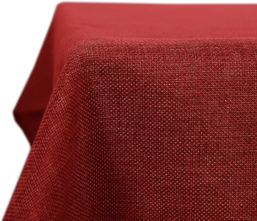 Red faux linen Christmas tablecloth, 137 x 200 cm, wipeable