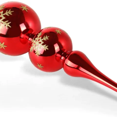 Red glass tree topper finial, 31 cm, two spheres and a pointed tip