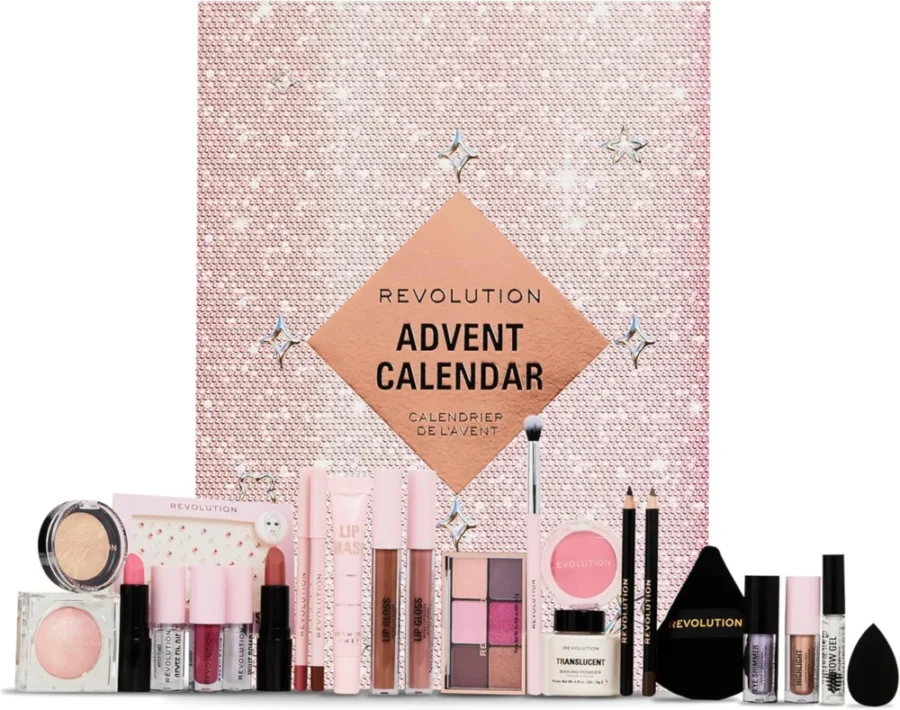 Revolution Beauty 24-piece makeup advent calendar with lip masks