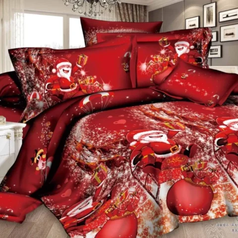 Royal Santa king size duvet cover set with tartan reverse